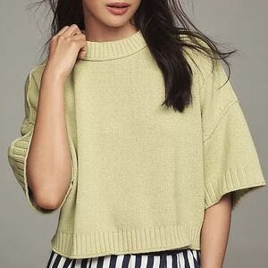 NWT Anthropologie The Goldie Cotton Crew-Neck Sweater